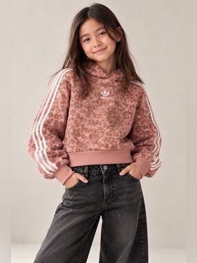 Adidas Kids' Animal Allover Print Crop Hoodie ~ size 9-10
